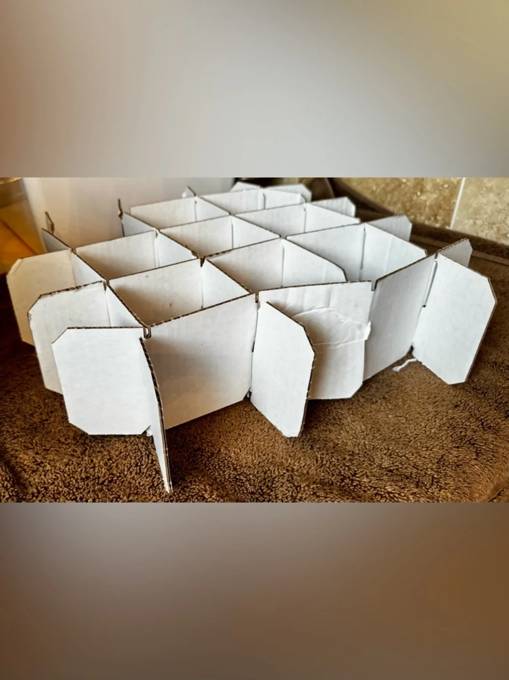 CONTAINER STORE 22 Slot Modular White Cardboard Grid Organizer #A